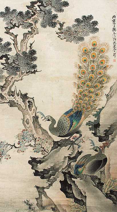 王礼 孔雀中堂 立轴